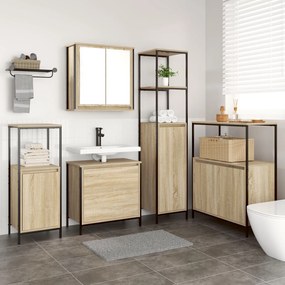 Set di mobili da bagno 5 pezzi in legno ingegnerizzato rovere sonoma