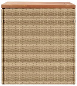 Contenitore da giardino beige 110x50x54 cm polyrattan e acacia