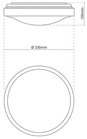 Plafoniera 2xE27 Nera IP44 - Ø330mm da soffitto e parete Base Doppia E27