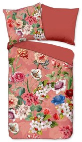 Lenzuolo singolo in cotone biologico arancione Flowery, 140 x 220 cm Organic - Descanso