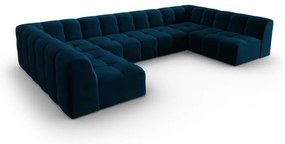 Divano angolare in velluto blu scuro (a U) Kendal - Micadoni Home