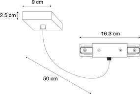 Alimentatore per binario monofase con piastra di montaggio quadrata nero - Jeana