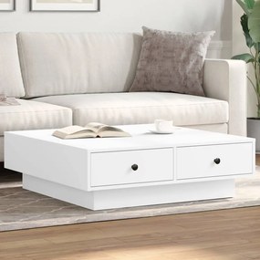 Tavolino Da Salotto Bianco 90x90x28 Cm İn Truciolato /