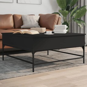 Tavolino salotto nero 95x95x45 cm legno multistrato e metallo