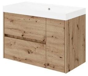 Mobile sottolavabo e lavabo Portofino per vasca centrale rovere oro in mdf L 80 x H 51 x P 40 cm, 1 anta 2 cassetti