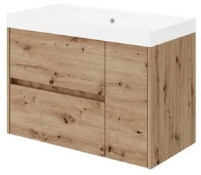 Mobile sottolavabo e lavabo Portofino rovere oro in mdf L 80 cm, 1 anta 2 cassetti