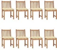 Sedie da Giardino con Cuscini 8 pz in Legno Massello di Teak 3073159