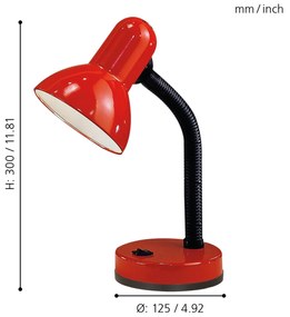 Lampada Da Tavolo Classico Basic Policarbonato Rosso 1 Luce E27