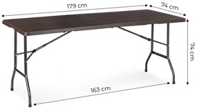 Tavolo pieghevole da catering 180 cm - marrone scuro