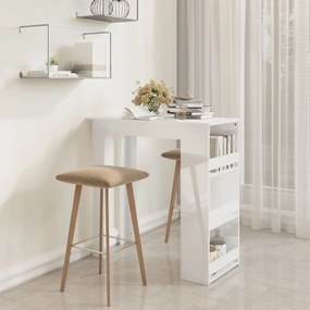 Tavolo Da Bar Con Portaoggetti Bianco Lucido 102x50x103,5 Cm /