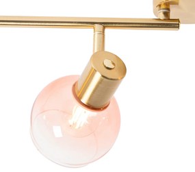 Faretto Art Déco oro con vetro rosa 4 luci - VIDRO