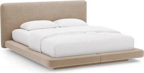 Letto matrimoniale imbottito marrone chiaro 140x200 cm Linea – Micadoni