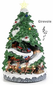 Albero di Natale in Resina con Luci, Musica e Treno in Movimento