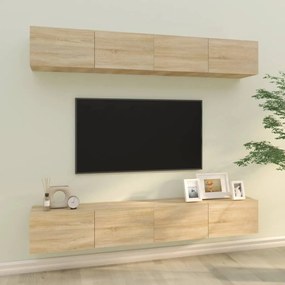 Mobili Porta Tv A Parete 4 Pz Rovere Sonoma 100x30x30 Cm /