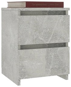 Comodini grigio cemento 2 pz 30x30x40 cm in truciolato