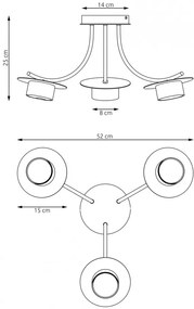 Lampada a soffitto in acciaio ENSO 3 nero da interno 3xGX53 Colore del corpo Nero