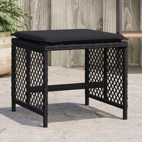 Sgabelli da giardino con cuscini 4pz neri 41x41x36cm polyrattan