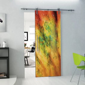 Porta scorrevole destra Astratto in alluminio multicolore, L 88 x H 215 cm, con binario Lux