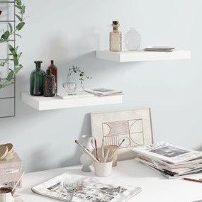 Scaffali A Parete 2 Pz Bianco Lucido 40x23x3,8 Cm İn Mdf /