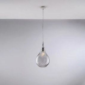 Sospensione in ferro con vetro grigio pyrex 1 luce pluvia