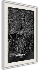 Poster  City Map: Hamburg (Dark)  Cornice Quadri Cornice nera, Larghezza x Altezza Home decor 40x60