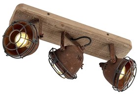 Plafoniera ruggine marrone legno 3 luci orientabile - GINA