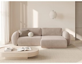 Divano angolare beige allungabile/con contenitore con rivestimento in velluto Tonale – Cosmopolitan Design