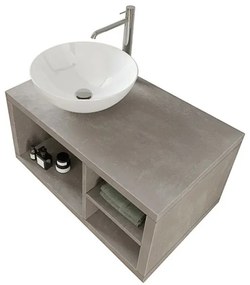 Mobile bagno sospeso 80 cm grigio cemento Master lavabo 40 e specchio