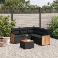 Set Divano da Giardino 6 pz con Cuscini Nero in Polyrattancod mxl 112134