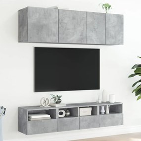 Mobile tv a parete grigio cemento 40x30x30 cm legno multistrato