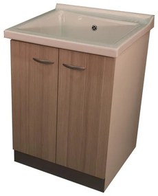 Mobile lavanderia con lavabo incluso Plus 2 ante in abs larice P 60 x L 63 x H 87 cm