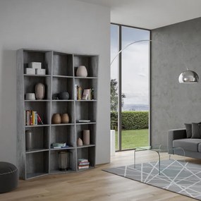 Libreria in legno Cemento 137x200h cm con 3 elementi e vani trapezoidali TREK