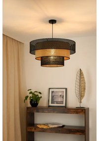 Brilagi - Lampadario a cavo DAKOTA LUNETA 1xE27/15W/230V Ø 60 cm nero/rattan