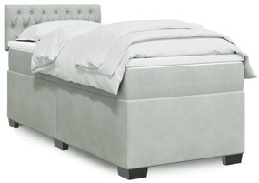 Giroletto A Molle Con Materasso Grigio Chiaro 90x200 Cm Velluto /