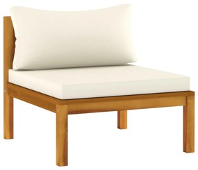 Set divani da giardino 4 pz con cuscini crema in legno acacia