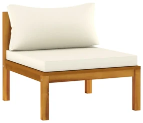 Set divani da giardino 4 pz con cuscini crema in legno acacia