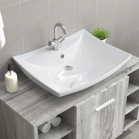 Lavabo Ceramica Lusso Rettangolare Foro Di Trabocco E Foro Rubinetto /