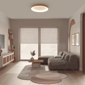 Plafoniera LED natura Niseko, legno chiaro Ø 90 cm, luce calda, 6200 lumen MANTRA