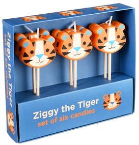 Set di 6 candele per torta Ziggy The Tiger - Rex London