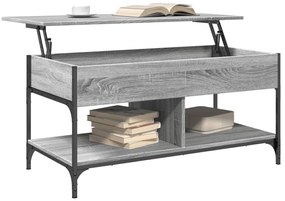 Tavolino salotto grigio sonoma 100x50x50 cm multistrato metallo