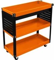 Carrello Portautensili per Officine 3 Ripiani 81,4x79x36,4 cm in Acciaio Arancione