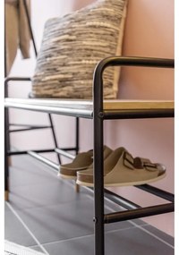 Scarpiera in metallo nero/naturale con panca Loft - Wenko
