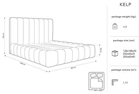 Letto matrimoniale imbottito beige con contenitore con griglia 160x200 cm Kelp - Micadoni Home