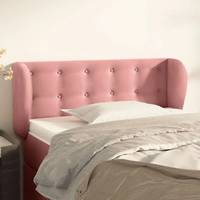 Testiera Ad Orecchio Rosa 103x23x78/88 Cm İn Velluto /