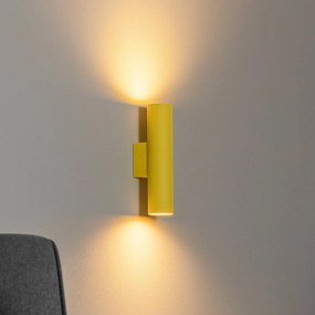 Argon Applique Cerro, giallo, acciaio, Ø 6 cm, alto/basso