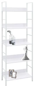 Scaffale libri 5 ripiani bianco 60x27,6x158,5 legno multistrato