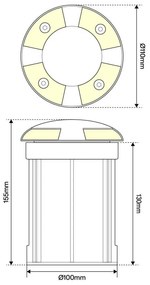 Faretto Carrabile 4 Direzioni MR16, IP67, INOX 316, 12/24V, Inox Colore del corpo Alluminio