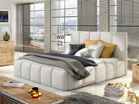 Letto matrimoniale con box contenitore Seychelles - 160 x 200 cm , Ecopelle bianco