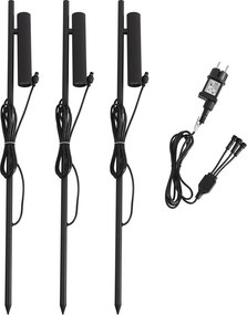 Set di 3 faretti a picchetto neri con LED IP44 - Garly Ribble