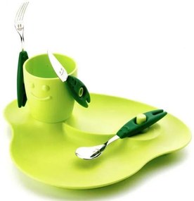 Set 5pz Pappa Bambini - Piatto, Bicchiere e Posate - Party - Rivadossi
